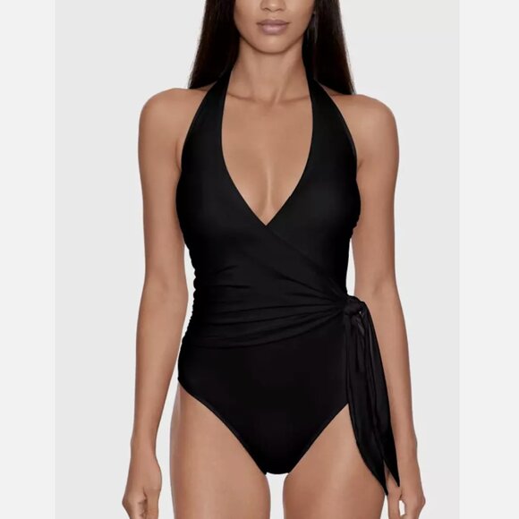 Lauren Ralph Lauren Halter Side-Tie Tummy-Control One Piece Swimsuit NWT - Picture 1 of 8